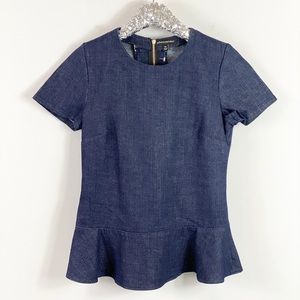 Banana Republic Blue Denim Peplum Top Short Sleeve
